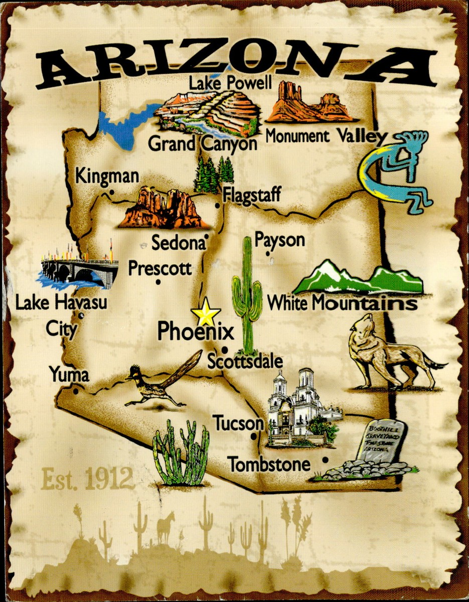 ZS52005 arizona usa map cartes geographiques | eBay