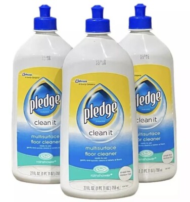 3 Pledge Clean It Multi Surface Floor Cleaner Rainshower Scent 27 oz New