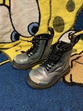 Dr Martens 1460T Glitter Silver Patent Leather Toddler Kids Size US 7