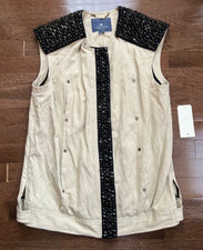 Gryphon New York Women's Ex-boyfriend Vest Tan W/black Metal Studs Size M Nwt
