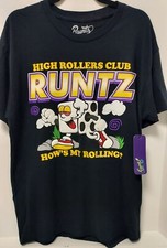 Mens RUNTZ "How's My Rollin" Graphic Tee Embossed Print Black NWT LARGE 