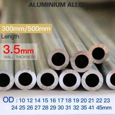 Aluminum Alloy Tube 3.5mm Thickness 10-45mm OD Straight 300mm 500mm Long Round