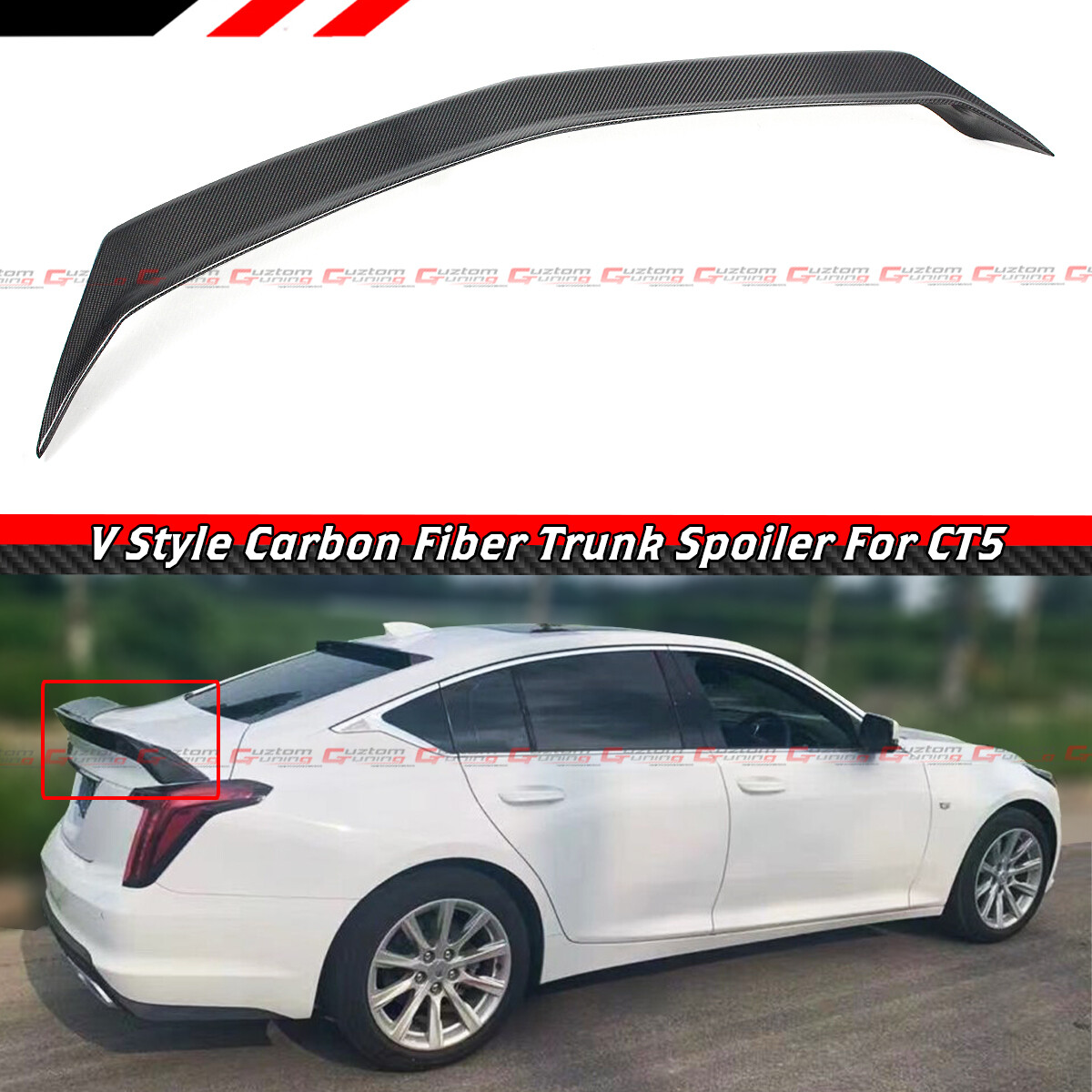 FOR 2020-2025 CADILLAC CT5 V STYLE HIGHKICK DUCKBILL CARBON FIBER