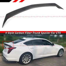 FOR 2020-2025 CADILLAC CT5 V STYLE HIGHKICK DUCKBILL CARBON FIBER TRUNK SPOILER