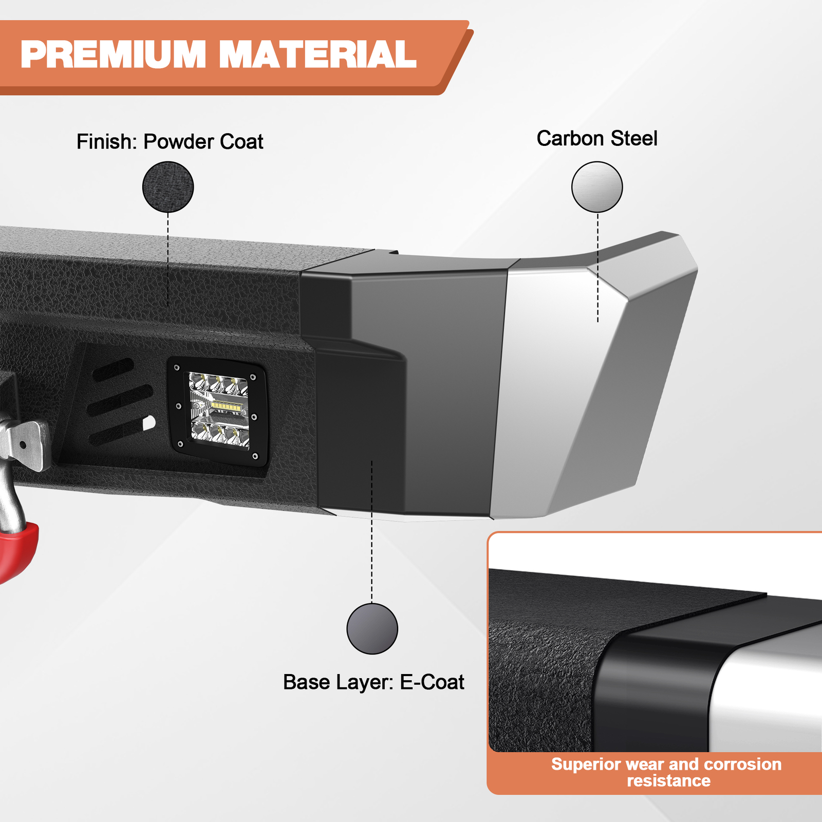 Front & Rear Bumper Set For 2009-2012 Dodge Ram 1500 w/ Winch Plate & LED Lights