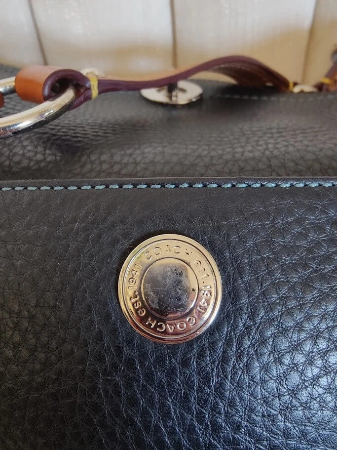 Borsa Coach vintage da donna in pelle nera con ciottoli Turnlock borsa Chelsea da donna