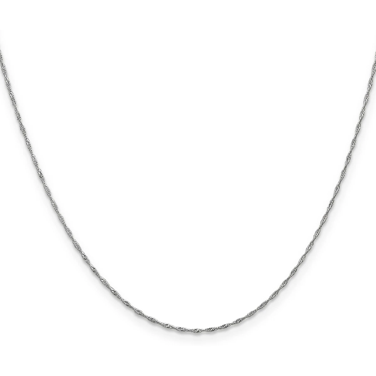 14K White Gold 1mm Singapore Chain Necklace Jewelry 24