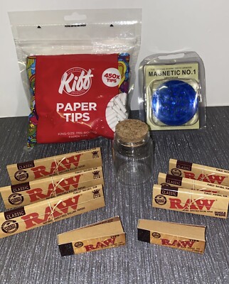 SET BULL BRAND VORGEROLLTE KAKERLAKEN ROH KÖNIG & KLEINE GRÖSSE PAPIERE GLAS MAHLWERK SPITZEN