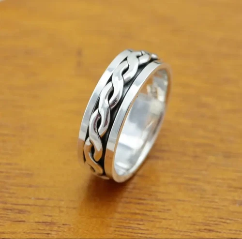 Charming Solid 925 Sterling Silver Twisted Spinner Handmade Ring Meditation Ring