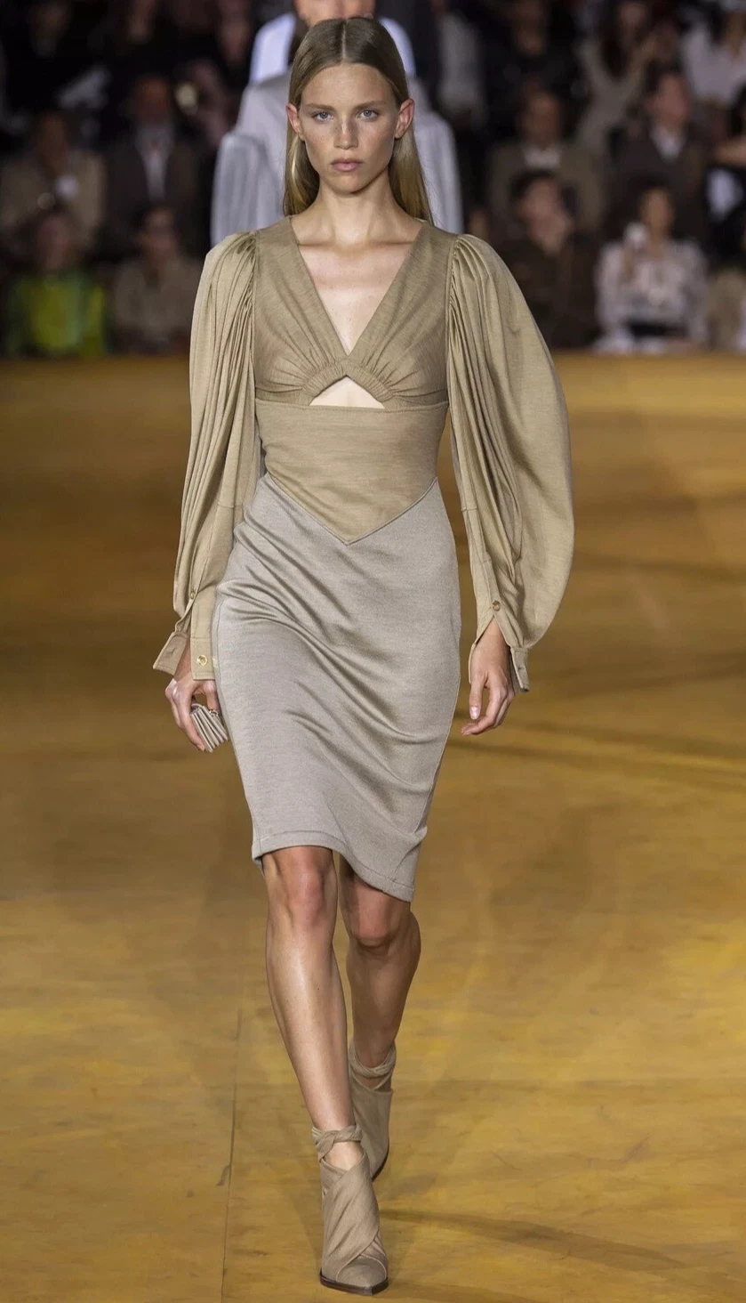 Burberry — BURBERRY Cutout Gathered Wool Silk Jersey Dress Size UK 2 NEW RRP £2500