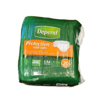 Depend Protection Briefs with Tabs Maximum Absorbency S/M 20ct NEW