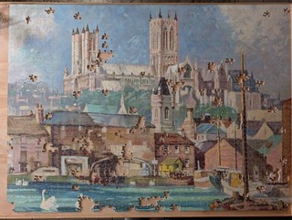 Vintage Victory Gold Box 2000 piece Artistic Wooden Jigsaw Puzzle INCOMPLETE
