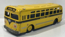 KTS Tatsuya Tin Friction Toy School Bus Japan Working