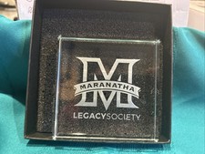 Maranatha High School Legacy Society Laser Engraved Crystal Paperweight Plaque