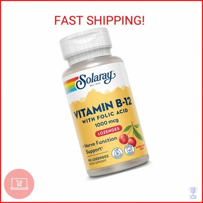 SOLARAY Vitamin B-12 1000mcg Lozenges with Folic Acid | Natural Cherry Flavor |