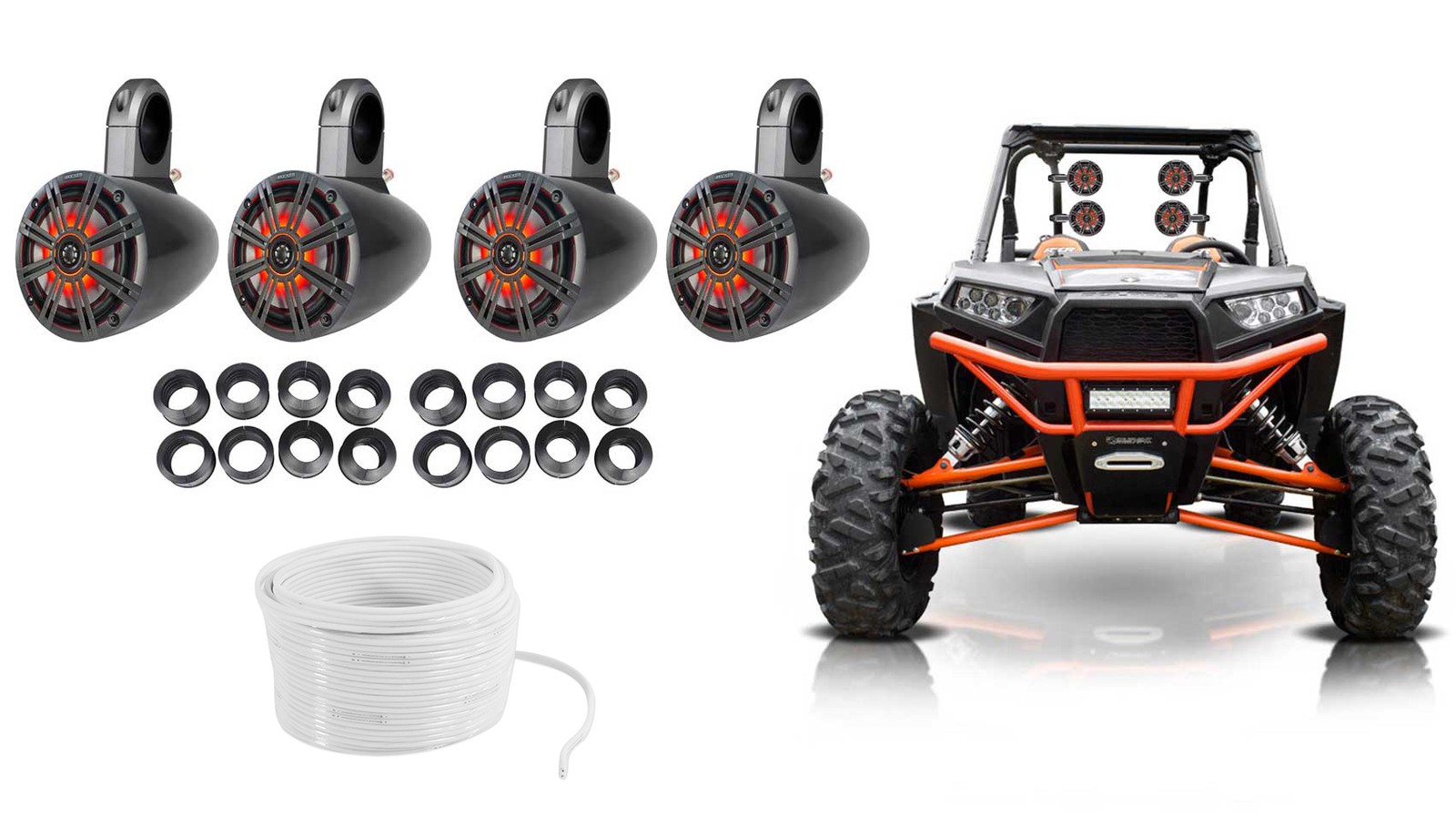 4 Колонки KICKER 65 LED Tower Rollbar мощностью 780 Вт для Polaris RZRATVUTVCart 16329000₽