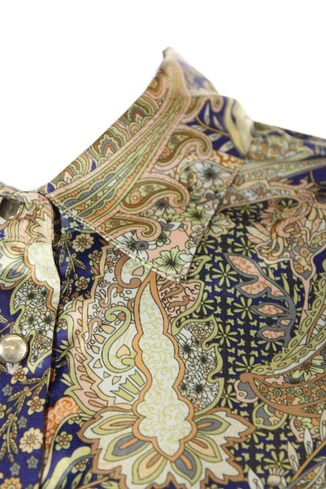 Camisa Insight Para Mujer Estampado Paisley Cuello Manga Larga Con Botones Dorada Talla S Foto 2 de 4