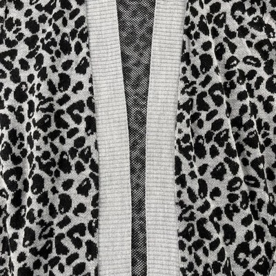 Nine West Cardigan Sweater Womens Large Gray Leopard Open Long