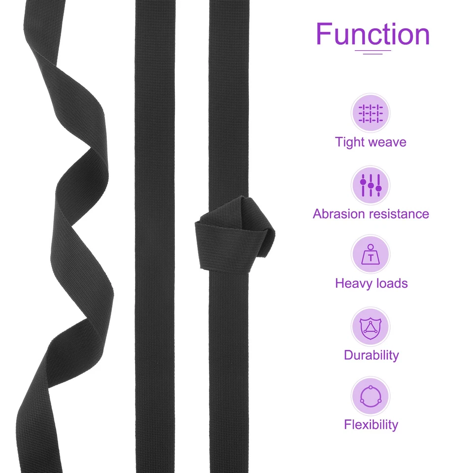 10 Yard x 3/4 inch Width Nylon Webbing Strap Poly Flat Webbing Strapping Black Foto 4 de 4