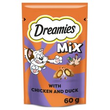 16 x 60g Dreamies Mix Adult Cat Treats Chicken & Duck Cat Biscuits 960g