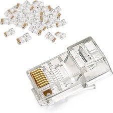 UGREEN Gold Plated Cat5e/Cat5 Ethernet Modular RJ45 Plugs for LAN Network, 50 Pk
