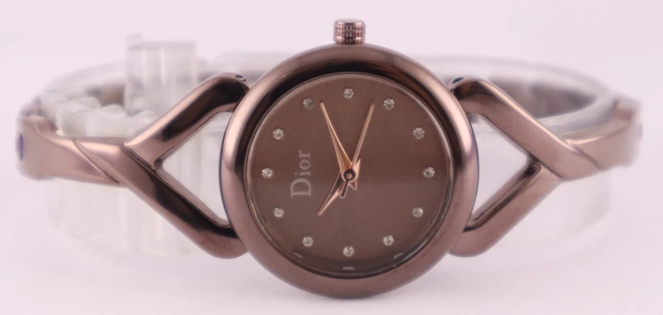Красивые женские кварцевые часы Dior коричневый циферблат ремешок из нержавеющей стали «Оставайтесь стильными» - Изображение 4 из 4