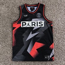 Jordan x PSG Paris Saint Germain Basketball Jersey Mens Size Medium Red Gray EUC