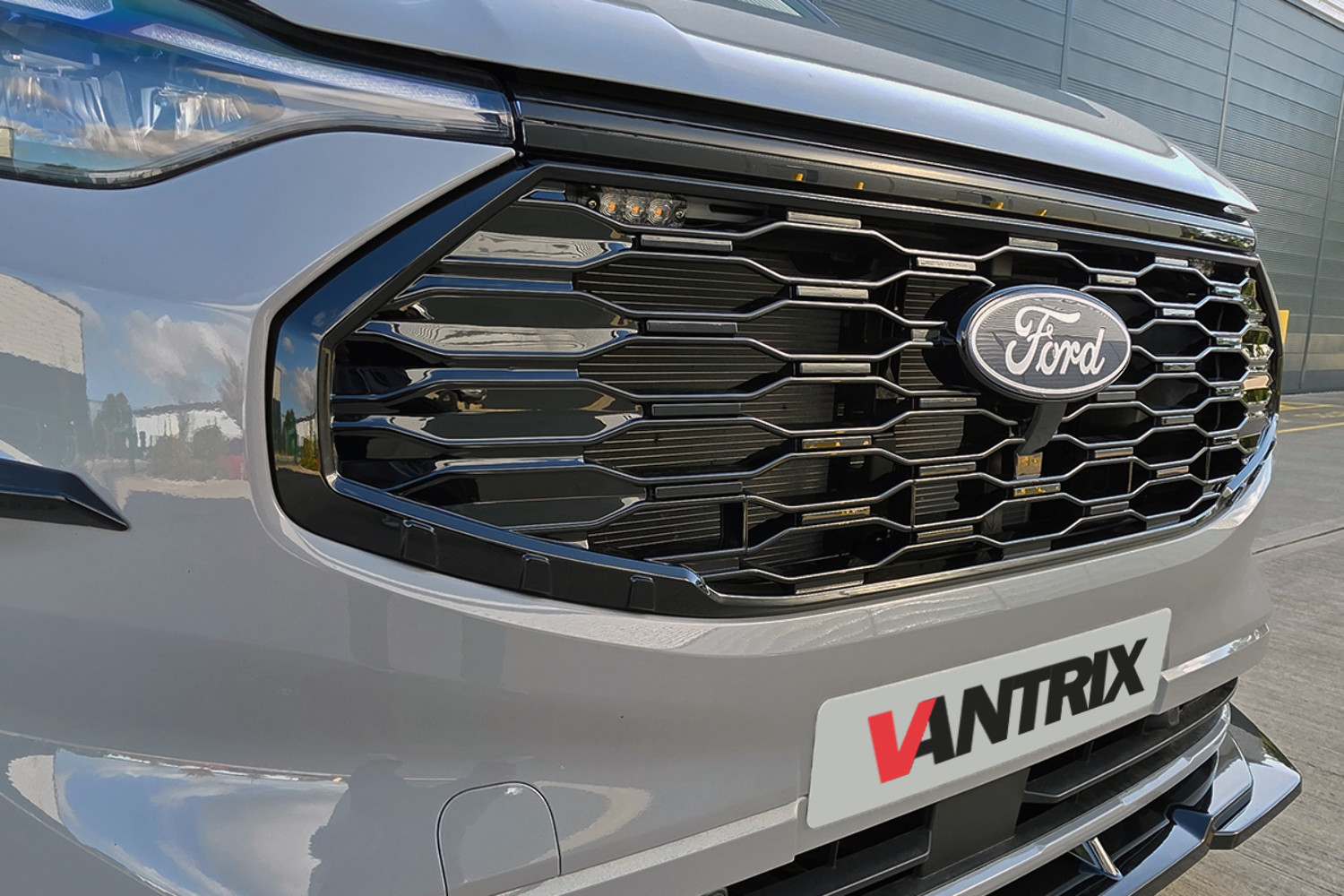 To Fit Ford Transit Custom 2024+Front Grille (Hex) VanTrix - Gloss Black