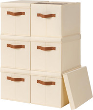 Storage Bins with Lids - Fabric Storage Baskets for Shelves, 6 Pack Foldable Dec