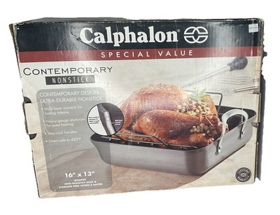 Cooking Non Stick Calphalon 16x13 Rosater  With Non Stick Rack. No Baster Lifter
