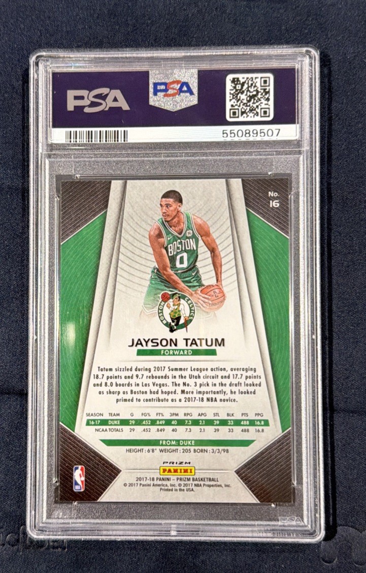 PSA 9 2017 Panini Prizm Jayson Tatum Fast Break Rookie RC #16 view 3