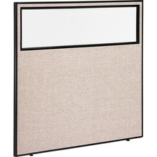 Office Partition Panel With Partial Window 60-1/4"W x 60"H Tan