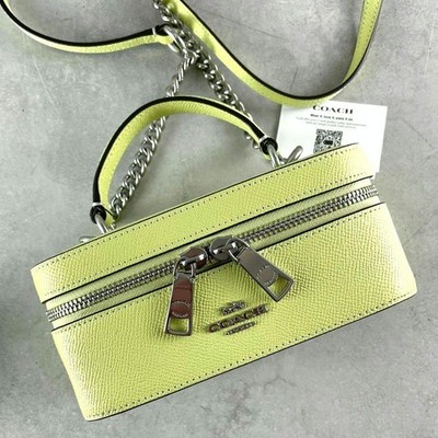 Coach Train 2Way Vanity Bag Leather Crossbody Green Used Authentic