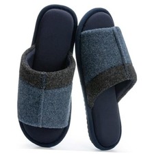 Mens Open Toe House Slippers with Non-slip Sole Men's Shoes Two-Tone Memory