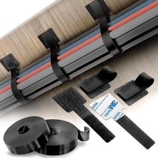 40 PCS Self Adhesive Hook and Loop Cable Ties with 2 Rolls Extension Straps