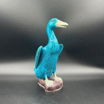 Chinesische Ente blau türkis glasiertes Porzellan gerissen
