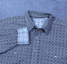 Panhandle Slim Western Shirt Mens M Pearl Snap Rough Stock Medallion Cowboy