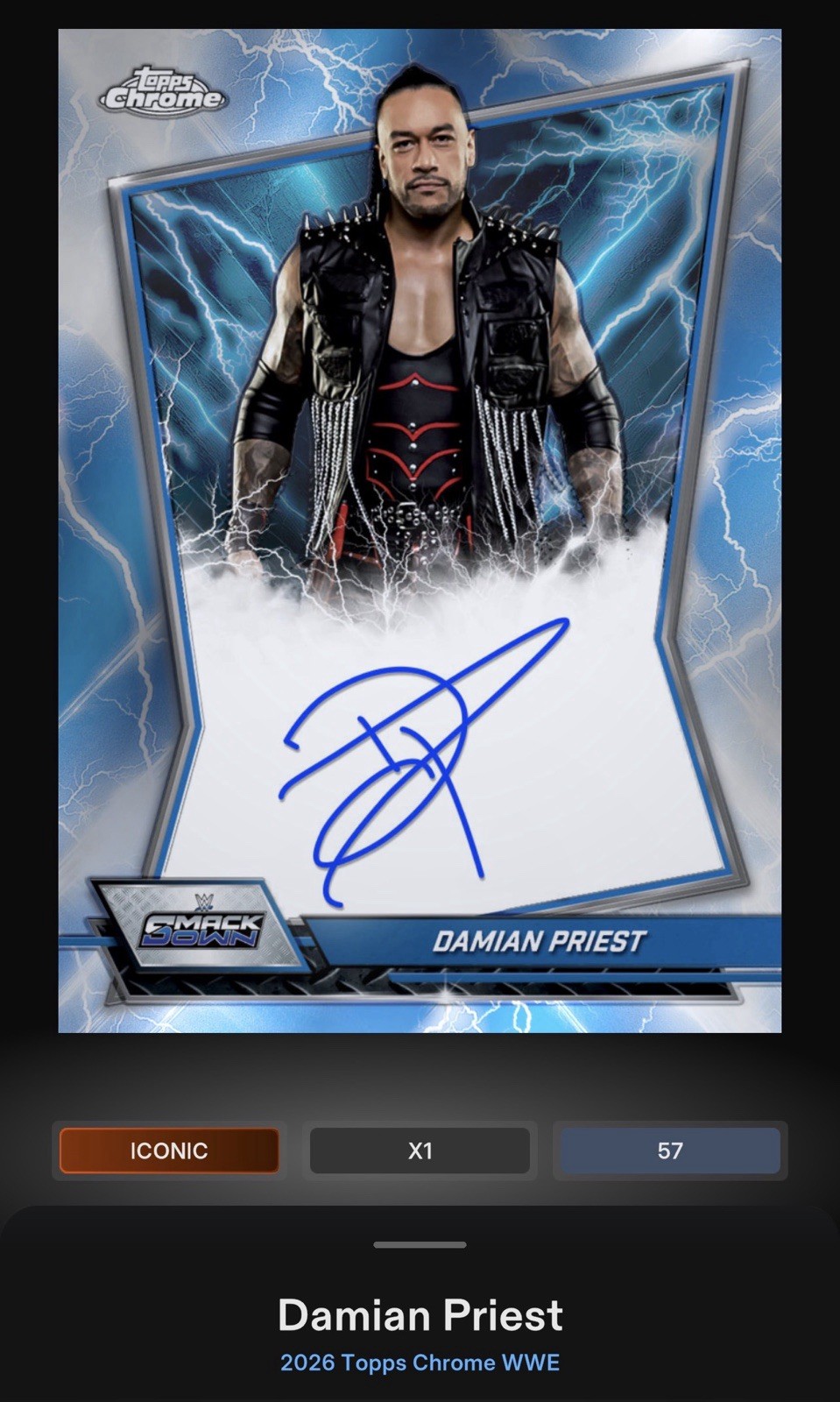 Damian Priest Blue 150cc Brand Signature Iconic - 2026 Slam WWE Chrome Digital
