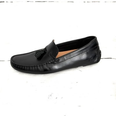 Lacoste Shoes Men s 9.5 Black Tassels Loafers Leather Driving Moc Slip On