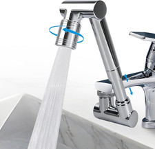 1440  Swivel Faucet Extender with 2 Mode Splash, Retractable Rotating Sink Exten