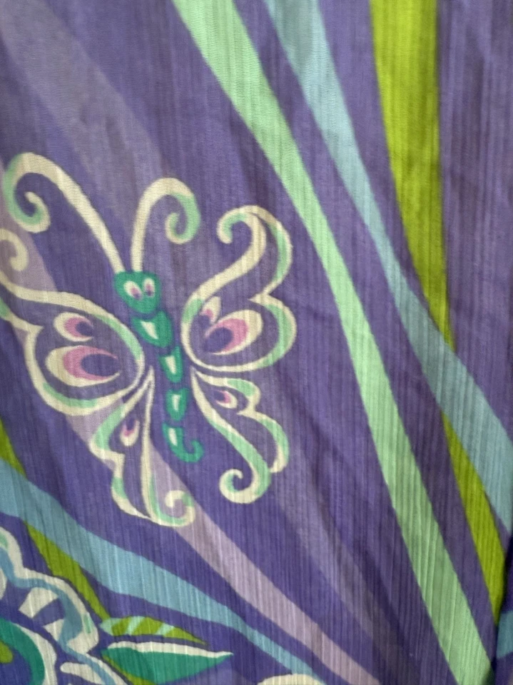 Bob Mackie 花卉开襟无袖背心上衣女式 2X 紫色分层上衣 — 第 3/4 张图片