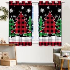 Christmas Curtains for Living Room, Christmas 52"W x 63"L Pack of 2 Black