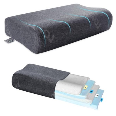 Contour Pillow with Softer Neck Support - Adjustable Softness Cervical Neck P...