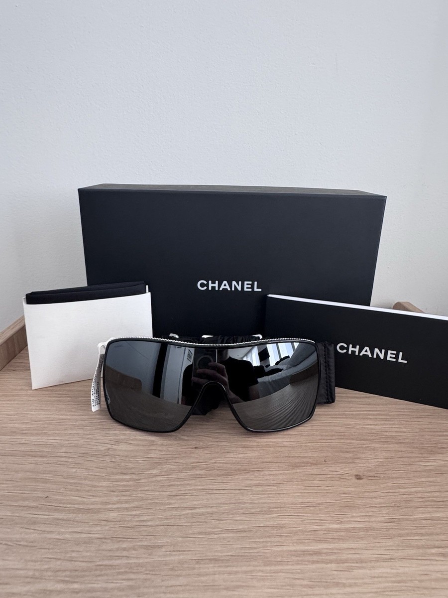Chanel Black Smoke/Gray Mirror Shield Sunglasses A71419 X08101