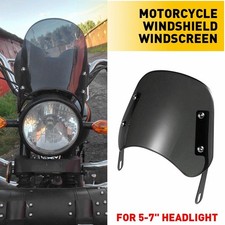 Universal Motorcycle Headlight Fairing Windscreen 5-7'' Windshield Round Black