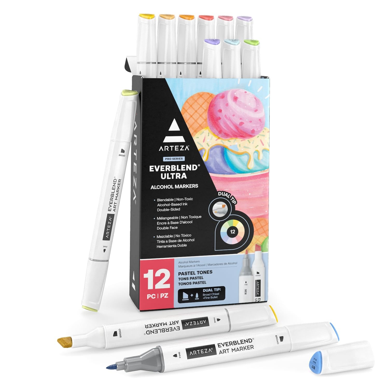 Set Of 12 Pastel Colors Everblend Dual-tip For Adult