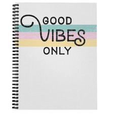 Softcover Good Vibes 8.5" x 11" Motivational Spiral Notebook/Journal, 120 Col...