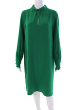 Carolina Herrera Womens V-neck Long Sleeve Lined Pencil Dress Green Size M