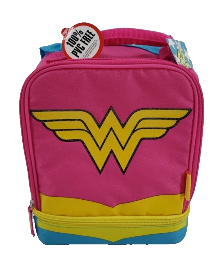 Nuevo Termo DC Comics Mujer Maravilla Bolsa de Almuerzo Rosa con Capa Azul Foto 2 de 2