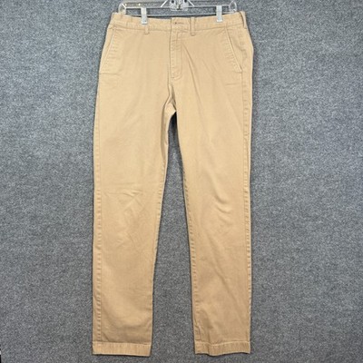 J Crew Pants Mens 32x34 Brown Khaki The Sutton Straight Leg Casual Preppy FLAW